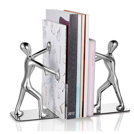 Pair Small Person Standing Decoration Creative Desk Bookshelf Metal Book Push Plate-garmade.com