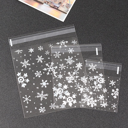1 Packs Snowflake Christmas Candy Cookie Snack Bag Self-adhesive Gift Bag, Size:5.5x5.5cm-garmade.com