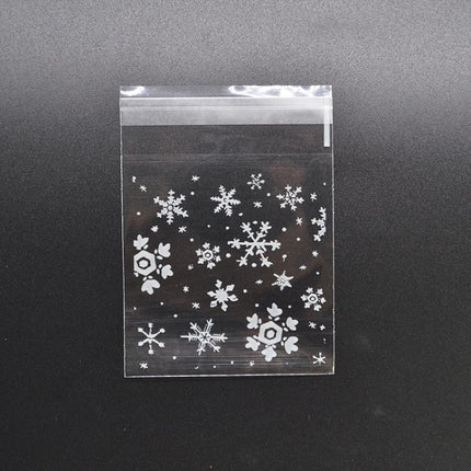 1 Packs Snowflake Christmas Candy Cookie Snack Bag Self-adhesive Gift Bag, Size:7x7cm-garmade.com