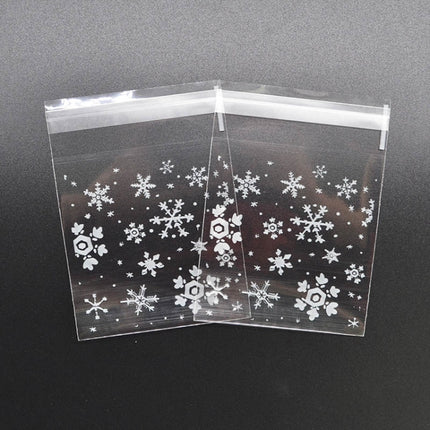 1 Packs Snowflake Christmas Candy Cookie Snack Bag Self-adhesive Gift Bag, Size:14x14cm-garmade.com