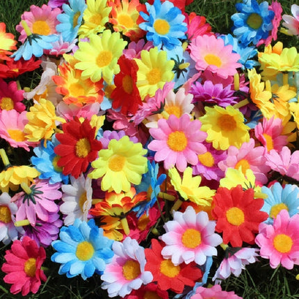 100 PCS 12 Leaf Sun Flower Head Simulation Small Chrysanthemum Sunflower Flower Head(Color Mixing)-garmade.com