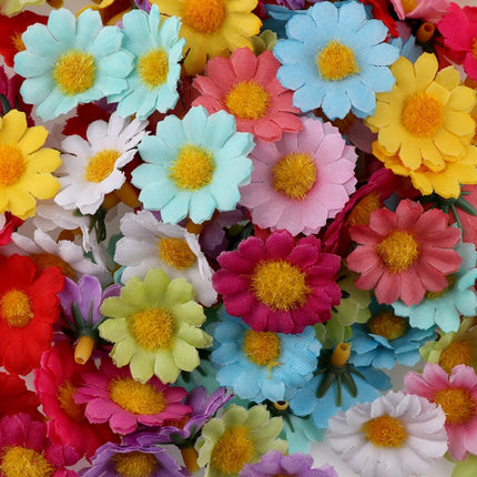 100 PCS 12 Leaf Sun Flower Head Simulation Small Chrysanthemum Sunflower Flower Head(Color Mixing)-garmade.com