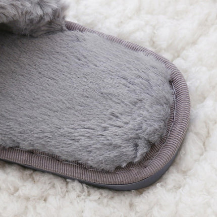 Cross Warm Plush Women Slippers, Size:36(Gray)-garmade.com