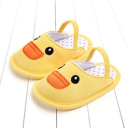 Children Slippers Female Non-slip 0-1 Years Old Cotton Soft Bottom Indoor Home Floor Shoes, Size:Inner Length 12cm(Yellow Duckling)-garmade.com