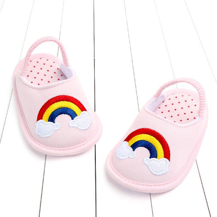 Children Slippers Female Non-slip 0-1 Years Old Cotton Soft Bottom Indoor Home Floor Shoes, Size:Inner Length 12cm(Pink Rainbow)-garmade.com