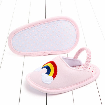 Children Slippers Female Non-slip 0-1 Years Old Cotton Soft Bottom Indoor Home Floor Shoes, Size:Inner Length 13cm(Pink Rainbow)-garmade.com