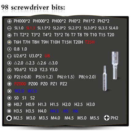 110 in 1 Magnetic Plum Screwdriver Mobile Phone Disassembly Repair Tool(Dark Gray)-garmade.com
