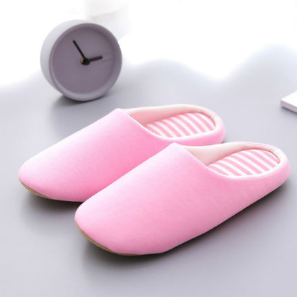 Indoor Striped Soft Bottom Home Non-slip Cotton Slippers, Size:36-37(Pink)-garmade.com