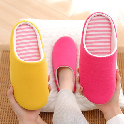 Indoor Striped Soft Bottom Home Non-slip Cotton Slippers, Size:38-39(Pink)-garmade.com