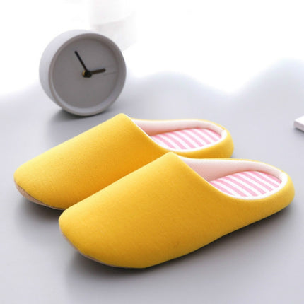 Indoor Striped Soft Bottom Home Non-slip Cotton Slippers, Size:40-41(Yellow)-garmade.com