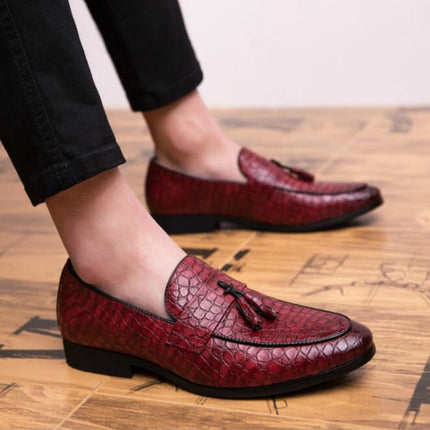 Men Comfortable Gentleman Business Fashion Pointed Dress Men Shoes, Size:38(Red)-garmade.com