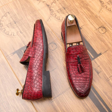 Men Comfortable Gentleman Business Fashion Pointed Dress Men Shoes, Size:38(Red)-garmade.com