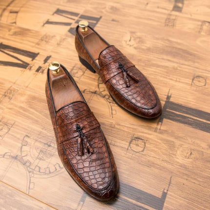 Men Comfortable Gentleman Business Fashion Pointed Dress Men Shoes, Size:38(Brown)-garmade.com