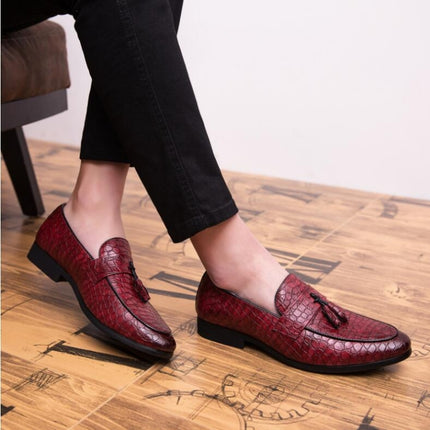 Men Comfortable Gentleman Business Fashion Pointed Dress Men Shoes, Size:39(Red)-garmade.com