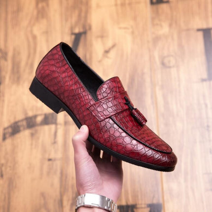 Men Comfortable Gentleman Business Fashion Pointed Dress Men Shoes, Size:40(Red)-garmade.com