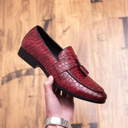 Men Comfortable Gentleman Business Fashion Pointed Dress Men Shoes, Size:45(Red)-garmade.com