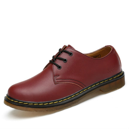 Shrimp Skin Martin Boots Casual Shoes for Men and Women, Size:37(Red)-garmade.com