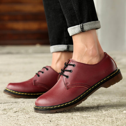 Shrimp Skin Martin Boots Casual Shoes for Men and Women, Size:38(Brown)-garmade.com