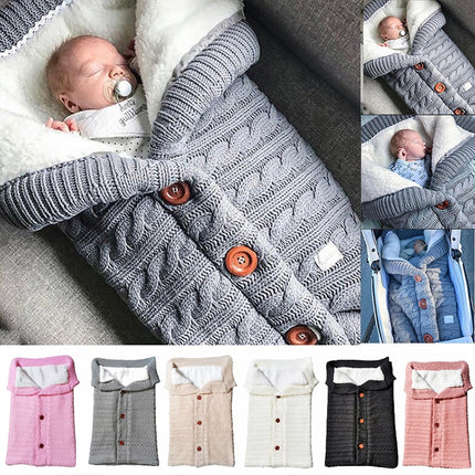 Warm Soft Cotton Knitting Envelope Newborn Baby Sleeping Bag(White)-garmade.com