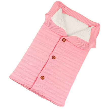 Warm Soft Cotton Knitting Envelope Newborn Baby Sleeping Bag(Pink)-garmade.com