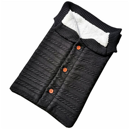 Warm Soft Cotton Knitting Envelope Newborn Baby Sleeping Bag(Black)-garmade.com