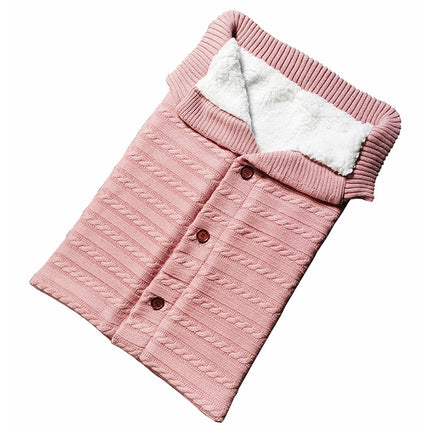 Warm Soft Cotton Knitting Envelope Newborn Baby Sleeping Bag(Light Pink)-garmade.com