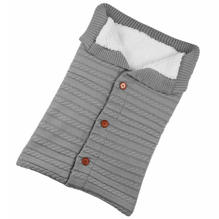 Warm Soft Cotton Knitting Envelope Newborn Baby Sleeping Bag(Light Grey)-garmade.com