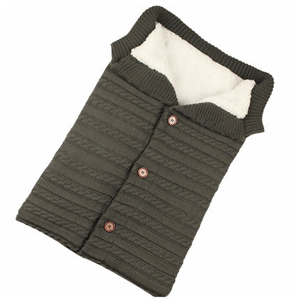 Warm Soft Cotton Knitting Envelope Newborn Baby Sleeping Bag(Dark Grey)-garmade.com