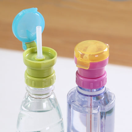 Children Portable Bottled Drinks Anti-overflow Anti-squash Replacement Straw Cap(Green)-garmade.com