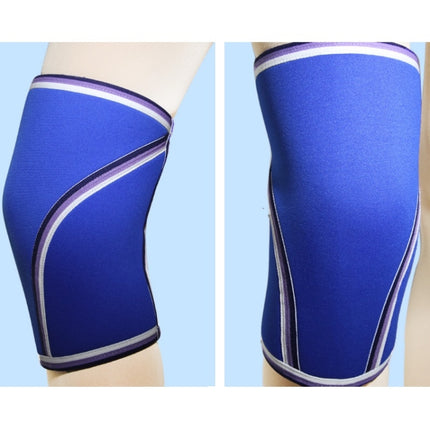 7mm SCR Neoprene Rubber Weightlifting Knee Pads Outdoor Sports Protector, Size:L(Blue)-garmade.com