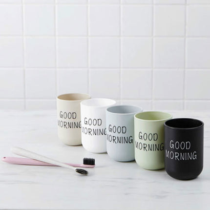 Simple Cute Brushing Cup Couple Plastic Mouthwash Cup, Pattern:Word(Black)-garmade.com