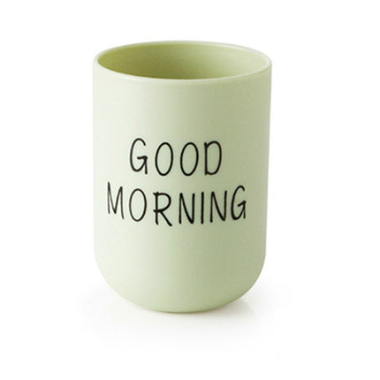 Simple Cute Brushing Cup Couple Plastic Mouthwash Cup, Pattern:Word(Light green)-garmade.com