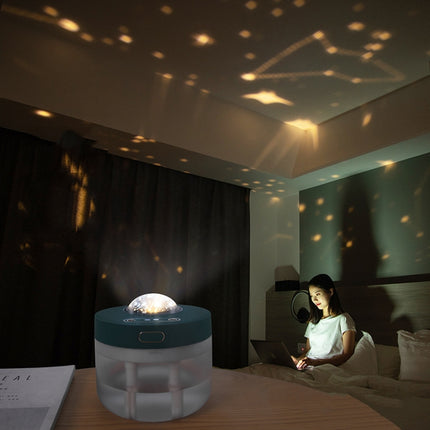 BD-D25 Colorful Projection Lamp Humidifier 1000ml Large Capacity Air Purifier(White)-garmade.com