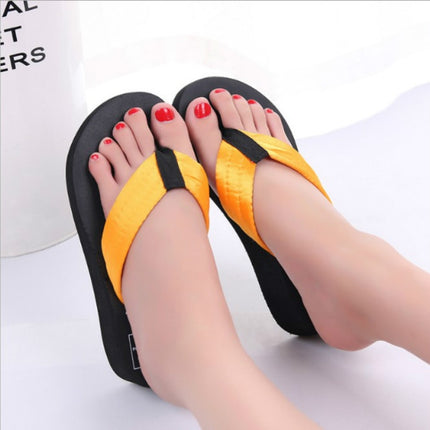 Sequin Slippers Wedge ith Flip Flops, Size:36(Orange)-garmade.com
