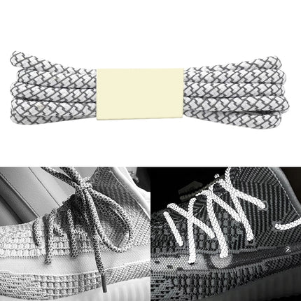 Reflective Shoe laces Round Sneakers ShoeLaces Kids Adult Outdoor Sports Shoelaces, Length:100cm(White)-garmade.com