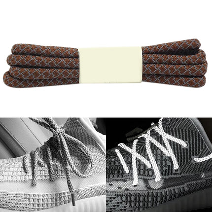 Reflective Shoe laces Round Sneakers ShoeLaces Kids Adult Outdoor Sports Shoelaces, Length:100cm(Brown)-garmade.com
