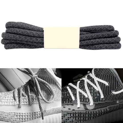 Reflective Shoe laces Round Sneakers ShoeLaces Kids Adult Outdoor Sports Shoelaces, Length:100cm(Dark Gray)-garmade.com