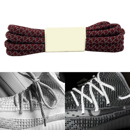 Reflective Shoe laces Round Sneakers ShoeLaces Kids Adult Outdoor Sports Shoelaces, Length:120cm(Dark Red)-garmade.com