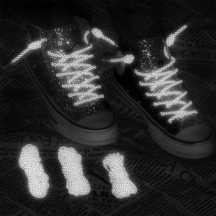 Reflective Shoe laces Round Sneakers ShoeLaces Kids Adult Outdoor Sports Shoelaces, Length:140cm(Yellow)-garmade.com