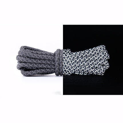 Reflective Shoe laces Round Sneakers ShoeLaces Kids Adult Outdoor Sports Shoelaces, Length:140cm(Dark Gray)-garmade.com