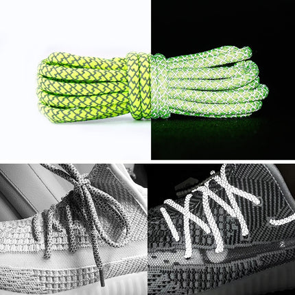 Reflective Shoe laces Round Sneakers ShoeLaces Kids Adult Outdoor Sports Shoelaces, Length:140cm(Fluorescence Yellow)-garmade.com