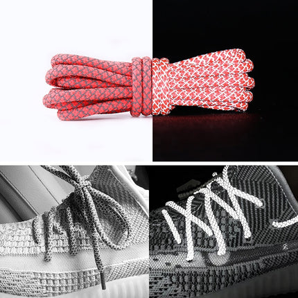 Reflective Shoe laces Round Sneakers ShoeLaces Kids Adult Outdoor Sports Shoelaces, Length:140cm(Orange Red)-garmade.com