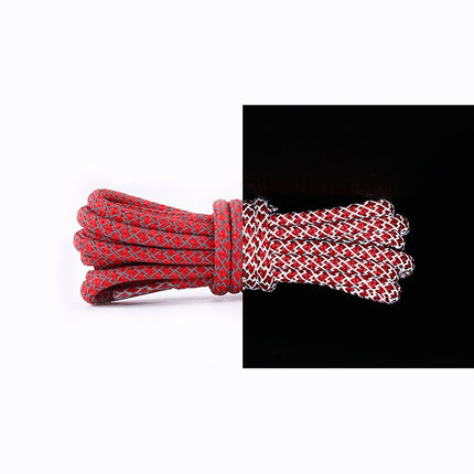Reflective Shoe laces Round Sneakers ShoeLaces Kids Adult Outdoor Sports Shoelaces, Length:140cm(Bright Red)-garmade.com