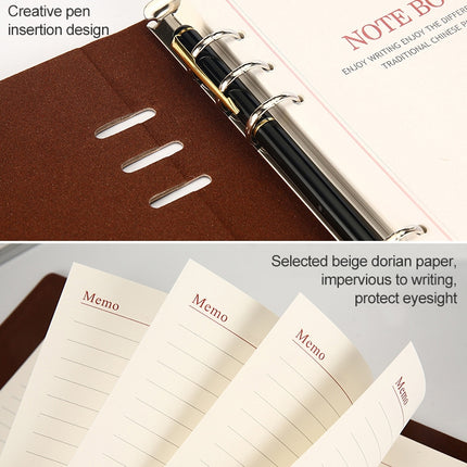 Business Notepad Loose Leaf Replaceable Inner Notebook Thickened Diary Book, Color:A5 Black-garmade.com