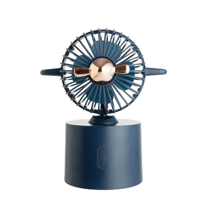 Creative Aircraft Shaking Head Fan Office Desktop USB Charging Mini Fan(Light Luxury Blue)-garmade.com