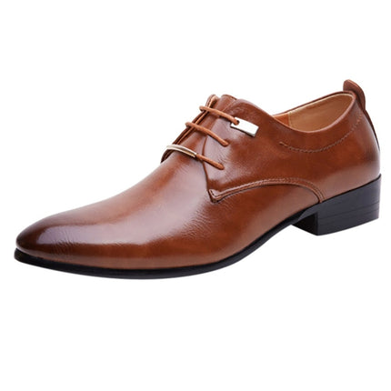 Men Business Dress Shoes Pointed Toe Men Shoes, Size:42(Brown)-garmade.com