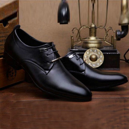 Men Business Dress Shoes Pointed Toe Men Shoes, Size:43(Black)-garmade.com