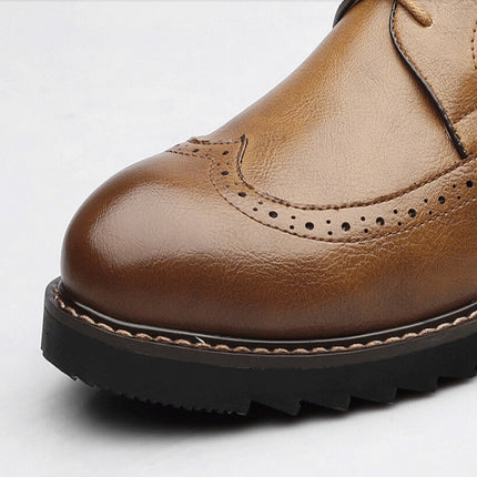 Autumn and Winter Shoes Men British Pointed Business Dress Shoes, Size:40(Brown)-garmade.com