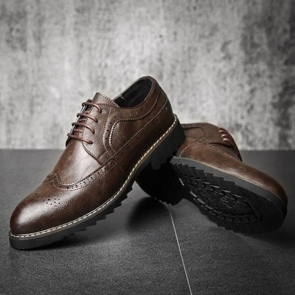 British Men Shoes Brogue Shoes Business Formal Shoes, Size:37(Brown)-garmade.com