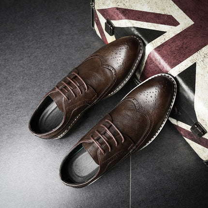 British Men Shoes Brogue Shoes Business Formal Shoes, Size:37(Brown)-garmade.com